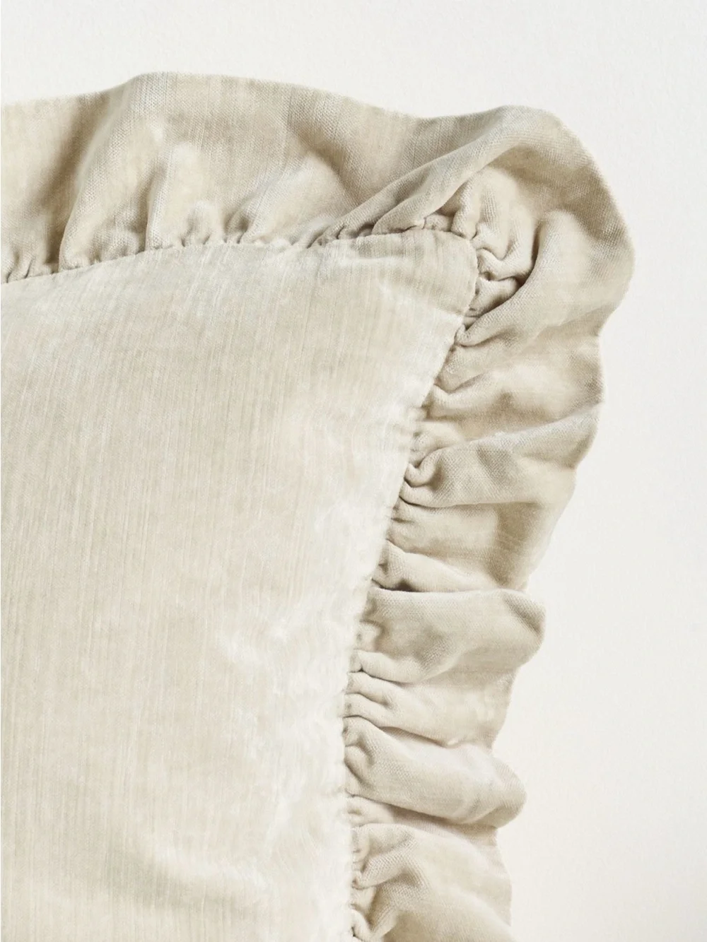 Anthropologie Ruffled Velvet Throw Pillow - Light Green